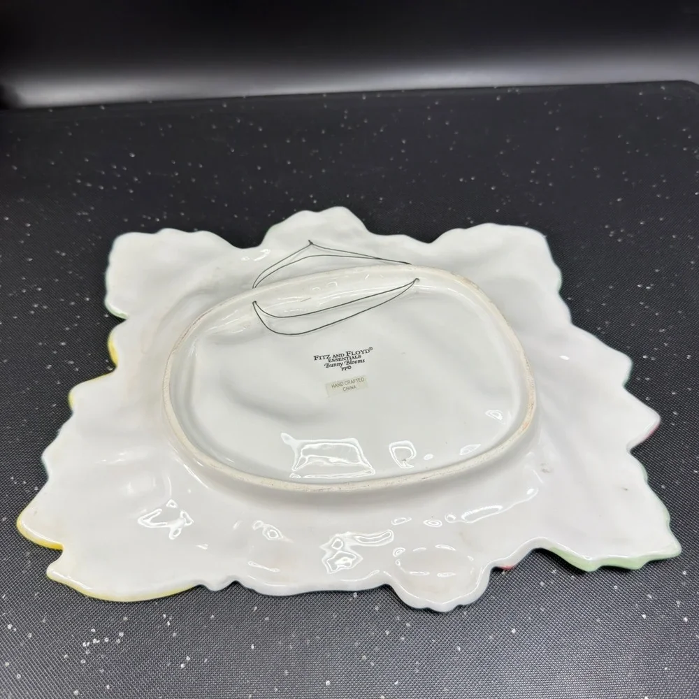 Fitz and Floyd‎ Bunny Blooms Decorative Wall Plate Rabbit Floral Ceramic Easter